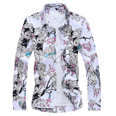 

Tailored Mens Casual Printing Colorful Slim Long Sleeve Dress Shirt Blouse Tops