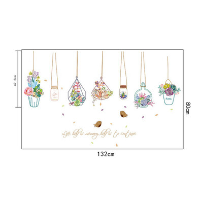 

Cartoon Flower Pot Basket Wall Stickers Dormitory Decoration Bedroom Bedside Background Wall Stickers