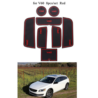 

8pcsset Cup Holder Door Groove Storage Box Non-slip Pad Gate Slot Mat Replacement For Volvo V60