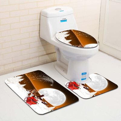 

〖Follure〗3PCS Fancy Santa Toilet Seat Cover&Rug Bathroom Set Christmas Decor
