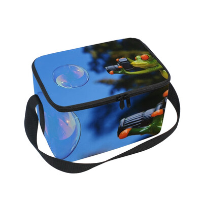 

ALAZA Lunch Box Green Frog Insulated Lunch Bag Large Cooler Tote Bagfor Men Women