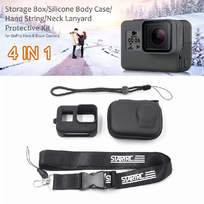 

STARTRC GoPro Hero Camera 4 In 1 Accessory Set Storage Box Silicone Body Case Hand String Neck Lanyard for GoPro Hero 8 Black Came