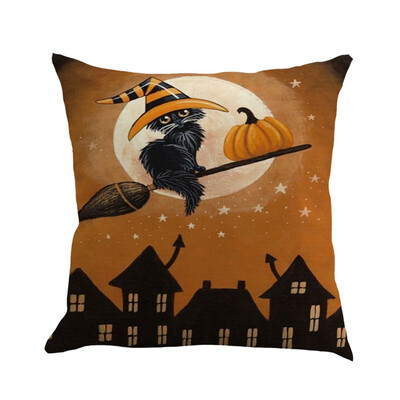 

12 Home Garden Pillow Case Home Textile Halloween Pumpkin Castle Linen Pillow Case Style