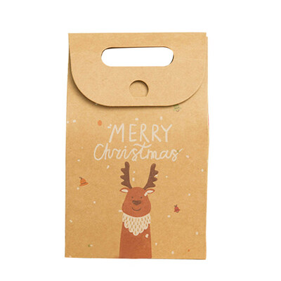 

Christmas Santa Snowman Elk Kraft Paper Gift Bag Holiday Candy Packaging Handbag