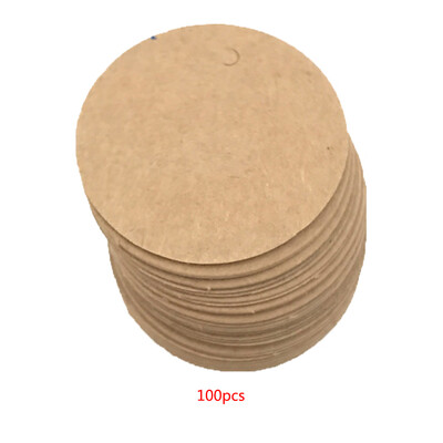 

100pcs Solid Color Print Label Kraft Paper Blank Hang Tags Round Party Favor Notes Gift Card