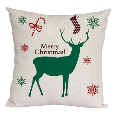 

18 X 18 Inch Christmas Pillow Cover Cotton Linen Decorative Pillowcases Holiday Sofa Cushion Cover