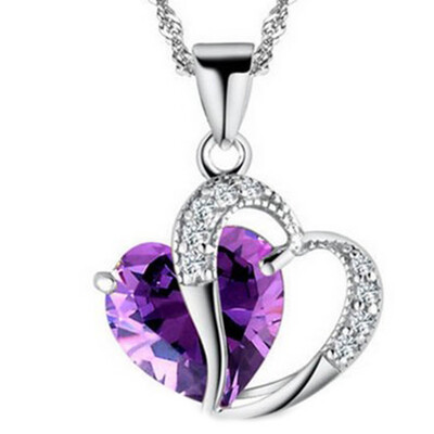 

Fashion Women Heart Crystal Rhinestone Alloy Chain Pendant Necklace Jewelry