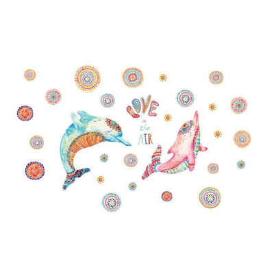 

60x90CM Romantic Style Couples Large Fish Patterns Wall Decals Sweet Living Rooms Bedrooms Wall Stickers