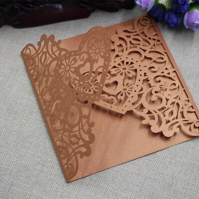 

1Set10Pcs Wedding Invitations Set Vertical Laser Cut Heart Invitations Cards Kits for Wedding Bridal Shower Birthday Graduation