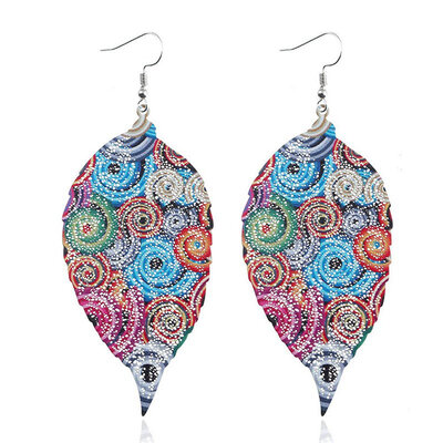 

Trendy Flower Printed Earrings Large Water Spring Jewelry for Women Flower Leather Earrings Drop Earrings