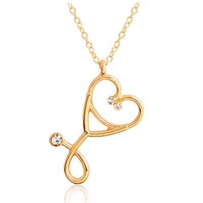 

Stethoscope Necklace Heart Stethoscope Pendant With Rhinestone Necklace Doctor