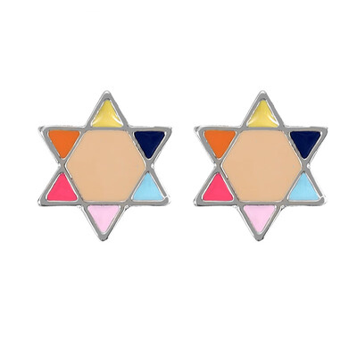 

Cartoon Pattern Earrings Multicolored Six-pointed Star Stud Earrings