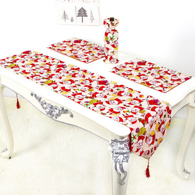 

Kitchen Supplres Kit 1 Table Runner 4 Placemats And 2 Wine Bottle Covers Christmas Table Decoration