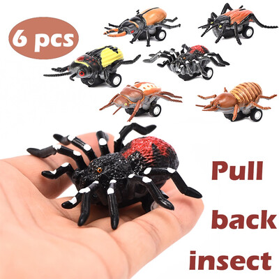 

Siaonvr 6pcs Mini Vehicle Insect Pull Back Cars with Tire Wheel Creative Gifts for Kids