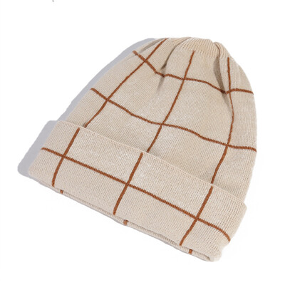

Hat women autumn&winter Korean version of the tide 2019 set of head hat Korean ins students plaid warm knitted hat men
