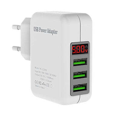 

31A5V 3 Ports USB Wall Charger Plug Home Travel Portable Charger Block With LED Display Compatible With IPhone IPad Galaxy