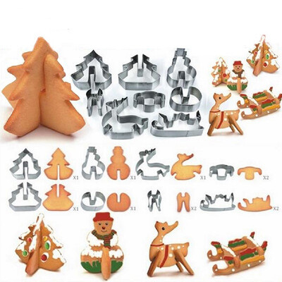

8PCSSET Christmas Series Cookie Cutter Mold 3D Biscuit Dessert Baking Mould