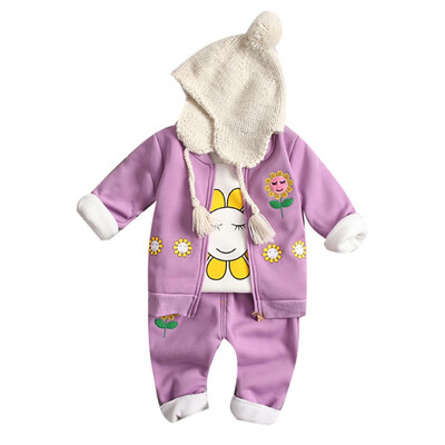 

2019 Autumn Baby Boy Girl Long Sleeve Thicken Floral Print T-shirt Sweatshirt Trousers Casual Outfits