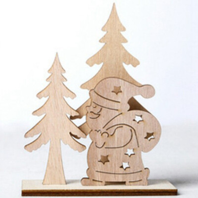 

1Set Wood Crafts Christmas Santa Claus&Snowman Wooden Ornaments For Home Decor