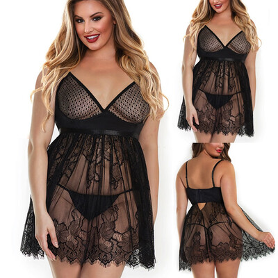 

Gobestart New Women Plus Size Lace V-Neck Set Sexy Wireless Lingerie Underwear Nightdress