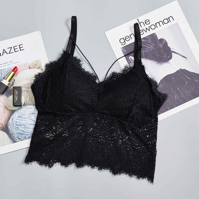 

Fashion New Sexy Eyelashes Lace Beauty Back Wrapped Chest Adjustable Bottoming Small Camisole