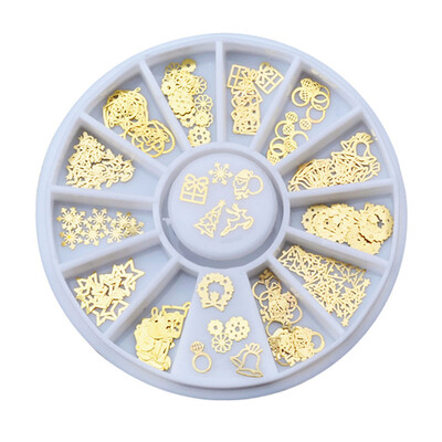 

12 Slots Gold 3D Design Christmas Nail Sticker Bling Bows Nail Art Manicure Stickers Decals