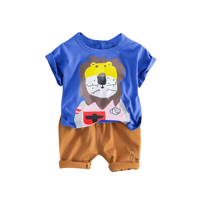 

Cotton Children Sets Infant Kids Boys Clothes Children Clothing Sets Summer Baby Lion Printed Casual Tops T-ShirtPants Set