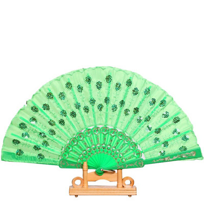 

Summer Women Girl Dancing Fan Elegant Plum peacock Flower Print Folding Hand Fans