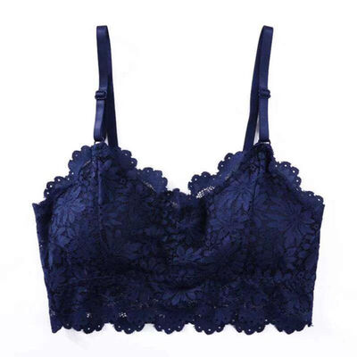 

Solid Lace Embroidery Bras Women Floral Sexy Hollow Out Underwear Seamless Lingerie Removable Padded Brassiere Bra Top Lace Top