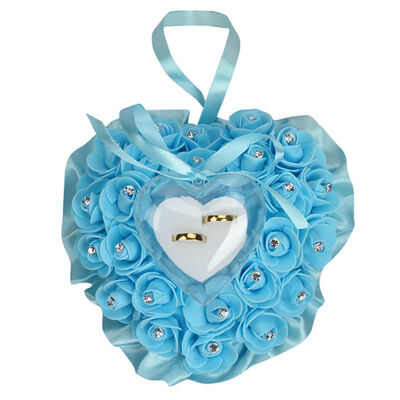 

Simulation Foam Multcolor Rose Flower Pillow Ring with Romantic Heart Shape Wedding Box Jewelry Gift Box Wedding Party Supplies