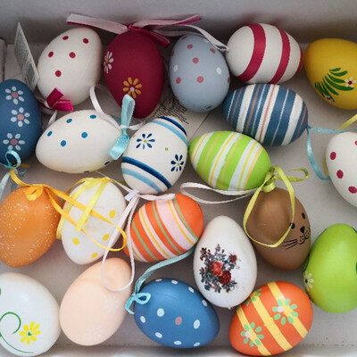 

12PCS cute Easter Eggs Colorful Painted DIY Easter Plastic Eggs Cute Easter Surprise Supplies Eggs Easter Party Decorations