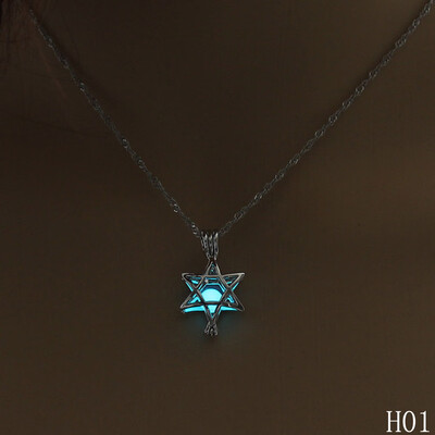 

Fashion Luminous Fairy Pearl Bead Cage Locket Necklace Glow In The Dark Charm Hollow Pendant Necklaces