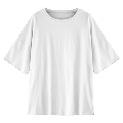 

Women Summer Top Short Sleeves Blouse Pure Color T-shirt Round Neck Clothes