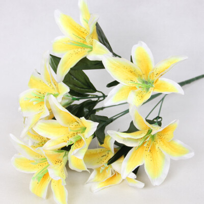 

Lily Flower Artificial Lilies Bouquet 10 Heads Wedding Floral Home Decor Flower Real Touch Wedding Flower bouquet