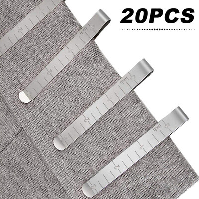 

20PCS Sewing Clips Stainless Steel Hemming Clips Measurement Ruler Quilting Supplies