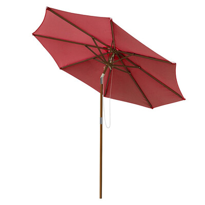 

9ft Wood Patio Umbrella Outdoor Market Table Umbrella 8 Ribs Sunbrella with Tilt Backyard Garden Parasol Terra