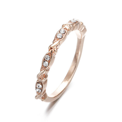 

Women Exquisite Thin Twisted Rhinestone Ring Single Ribbon Silver Rose Gold Ring Anniversary Engagement Wedding Ring