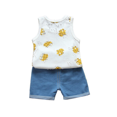 

Baby Boy Clothing Suits Tops Sleeveless Tops Jeans Denim Shorts for Newborn Baby Clothes Set Children Kid Clothing
