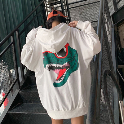 

Tailored Womens Loose Large Size Dinosaur Print Thickening Plus hoodie Sweatershirt