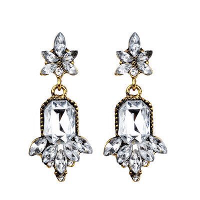 

Charming Retro Alloy Crystal Earrings For Women Vintage Gem Flower Dangle Statement Earrings Brincos Pendientes