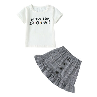 

Newborn Baby Kids Girls Clothes T-shirt Tops Plaid Skirt Short Dress Outfits