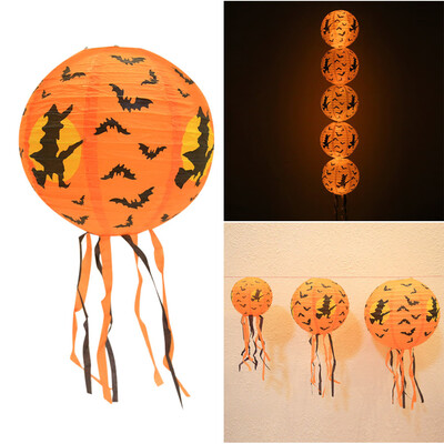

Toponeto New Halloween Paper Pumpkin Hanging Lantern DIY Holiday Party Decor Scary A