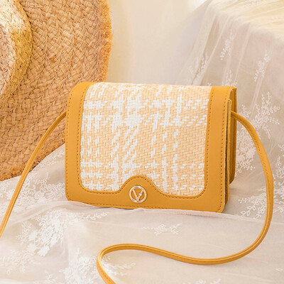 

Tailored Women Straw Patchwork Color Small Backpack Shoulder Bag Small Bag Messenger Bag