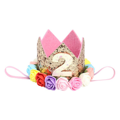 

Baby hat Princess Baby Girl Birthday Party Hat Flower Crown Party Headband Gold Hairband Hair Accessories For Photography Props