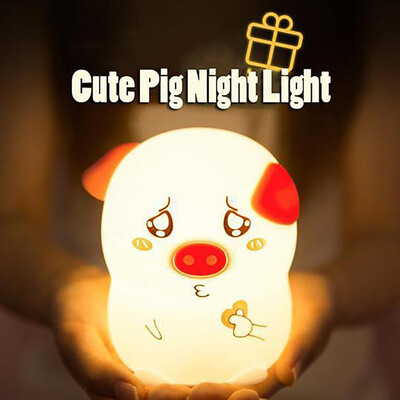 

〖Follure〗Silicone Cute Pig Night Light Shaped LED USB Charging Pat Lights Room Lamp