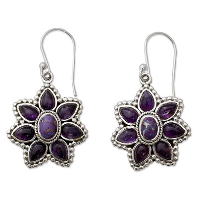 

Fashion Womens Earrings with Purple Petal Earrings Retro Earrings