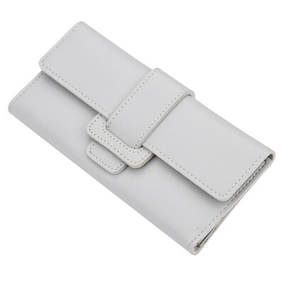 

Solid Color Faux Leather Women Long Purse Card Cash Phone Holder Clutch Bag