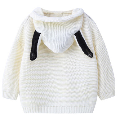 

Children Sweaters Baby Infant Girls Boys Autumn Winter White Hooded Solid Rabbit ears Jacket Thick Warm drop shipped