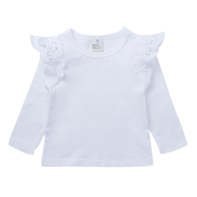 

Utumn Baby Girls Long Sleeve Lace T-Shirts Kids Girls Solid Color Tops Tees Casual Blouse 3month-3years