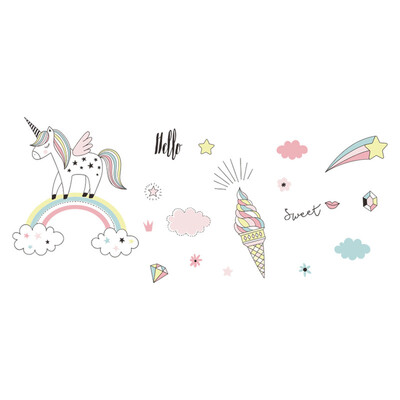

New Cute Unicorn Rainbow Colour Wall Sticker Kids Available Nursery Home Decal